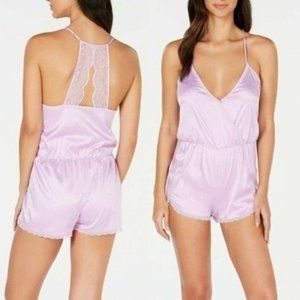 New Satin Lace-Trimmed Jacquard Pajama Romper, XS